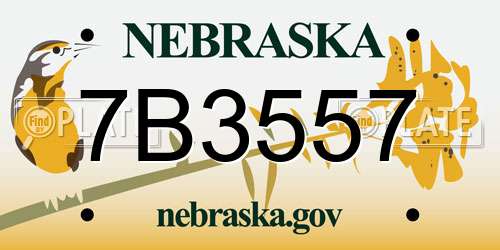 7B3557 Nebraska License Plate