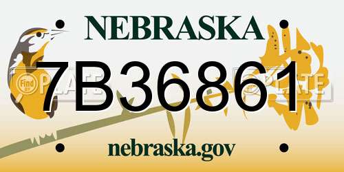 7B36861 Nebraska License Plate
