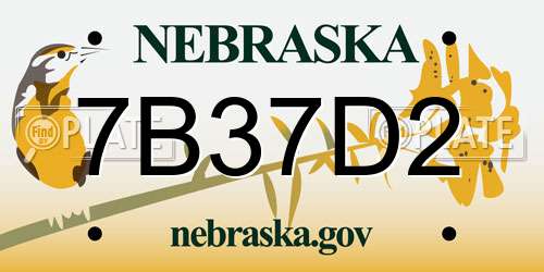 7B37D2 Nebraska License Plate