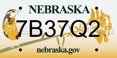 7B37Q2 Nebraska License Plate
