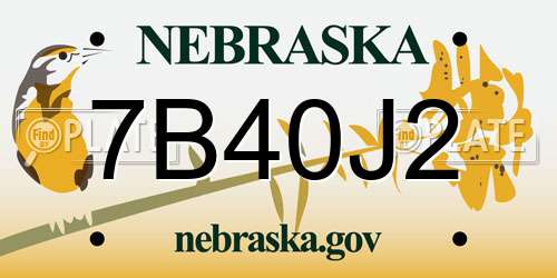 7B40J2 Nebraska License Plate