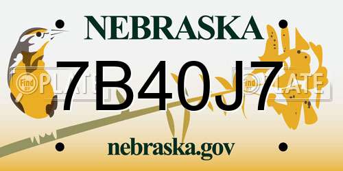 7B40J7 Nebraska License Plate