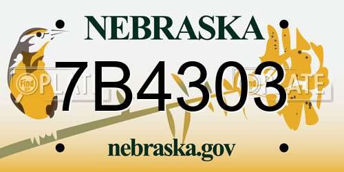 7B4303 Nebraska License Plate