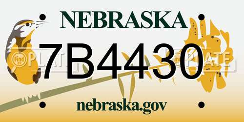 7B4430 Nebraska License Plate