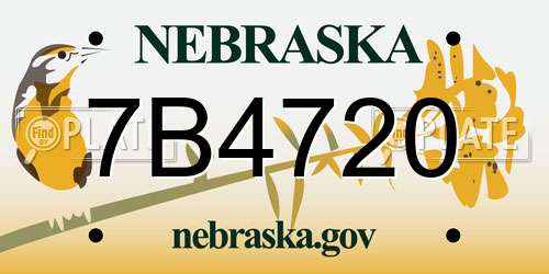 7B4720 Nebraska License Plate