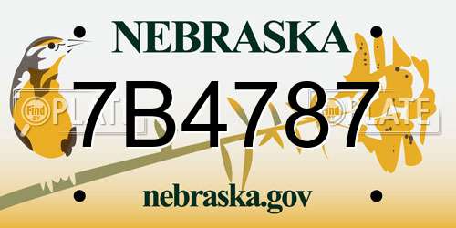 7B4787 Nebraska License Plate