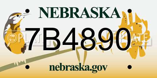 7B4890 Nebraska License Plate