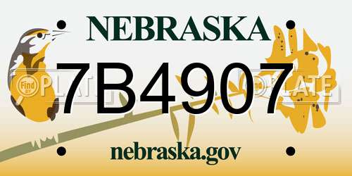 7B4907 Nebraska License Plate