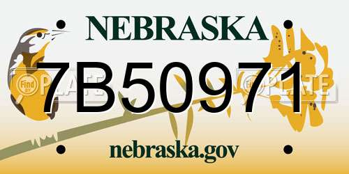 7B50971 Nebraska License Plate