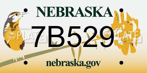 7B529 Nebraska License Plate