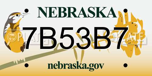 7B53B7 Nebraska License Plate