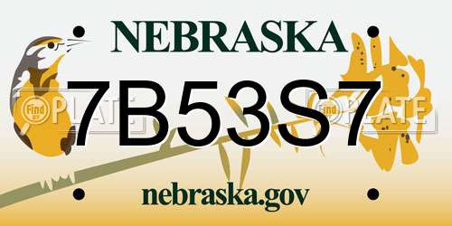 7B53S7 Nebraska License Plate