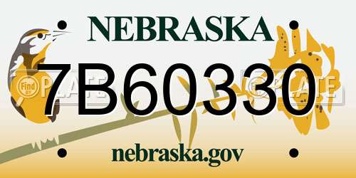 7B60330 Nebraska License Plate