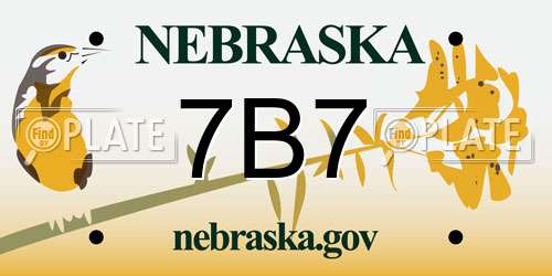 7B7 Nebraska License Plate