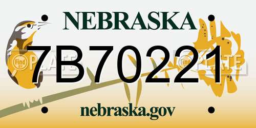 7B70221 Nebraska License Plate