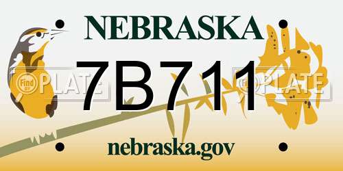 7B711 Nebraska License Plate