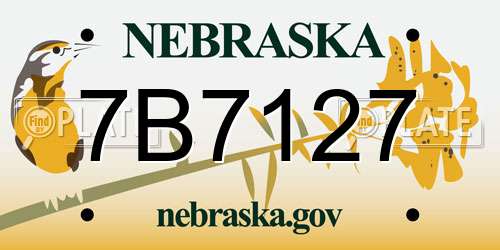 7B7127 Nebraska License Plate