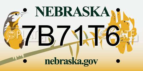 7B71T6 Nebraska License Plate