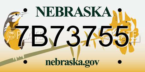 7B73755 Nebraska License Plate