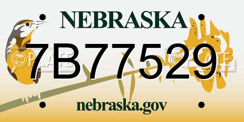 7B77529 Nebraska License Plate