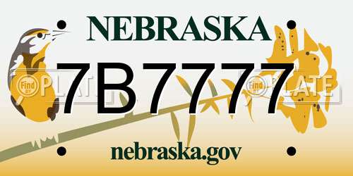7B7777 Nebraska License Plate