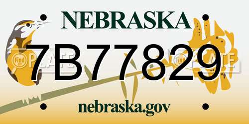 7B77829 Nebraska License Plate