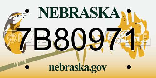 7B80971 Nebraska License Plate