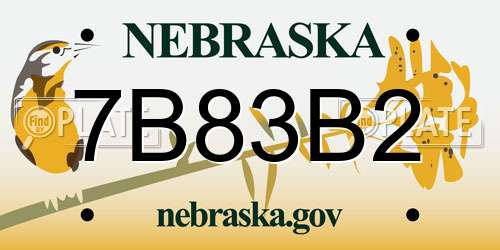7B83B2 Nebraska License Plate