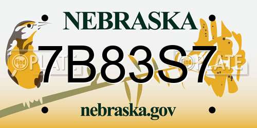7B83S7 Nebraska License Plate