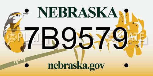 7B9579 Nebraska License Plate