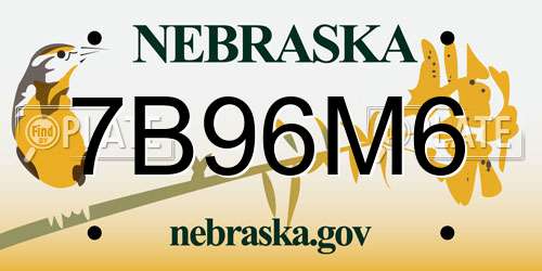 7B96M6 Nebraska License Plate