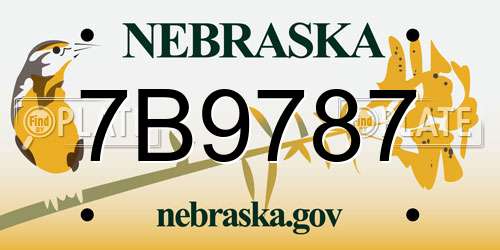 7B9787 Nebraska License Plate