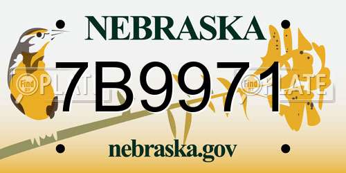 7B9971 Nebraska License Plate