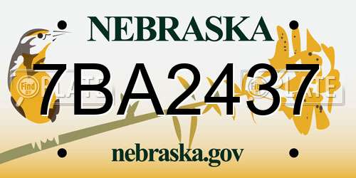 7BA2437 Nebraska License Plate