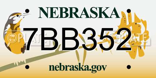 7BB352 Nebraska License Plate
