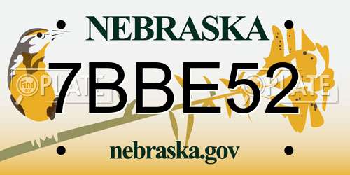 7BBE52 Nebraska License Plate