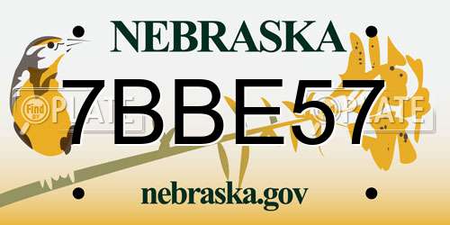 7BBE57 Nebraska License Plate