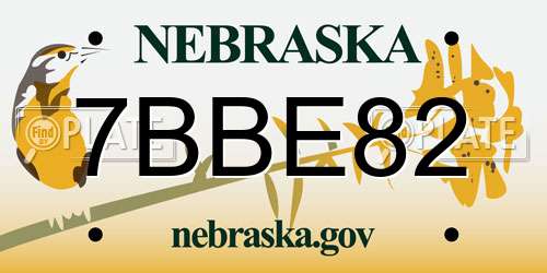 7BBE82 Nebraska License Plate