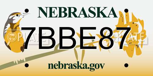 7BBE87 Nebraska License Plate