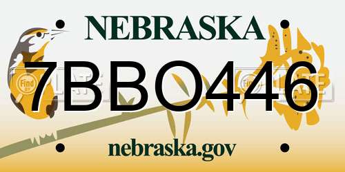 7BBO446 Nebraska License Plate