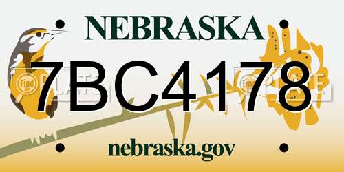 7BC4178 Nebraska License Plate