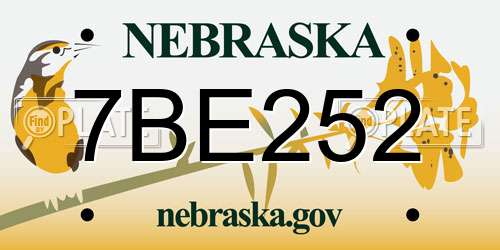 7BE252 Nebraska License Plate