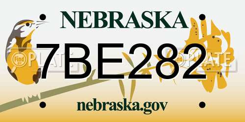 7BE282 Nebraska License Plate