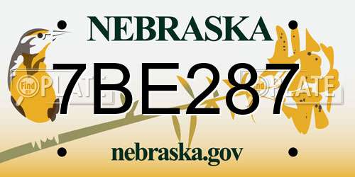 7BE287 Nebraska License Plate
