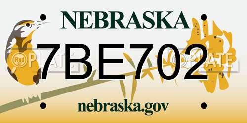 7BE702 Nebraska License Plate