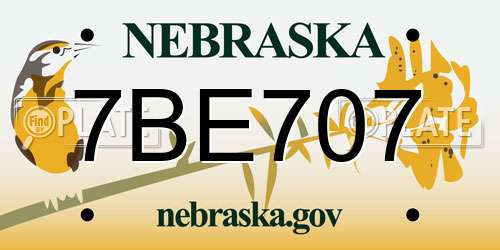 7BE707 Nebraska License Plate