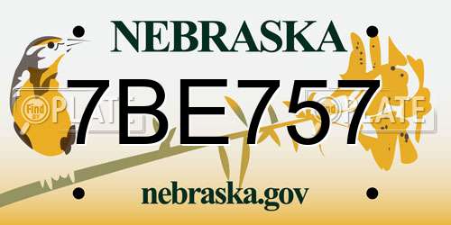 7BE757 Nebraska License Plate