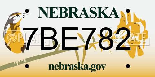 7BE782 Nebraska License Plate