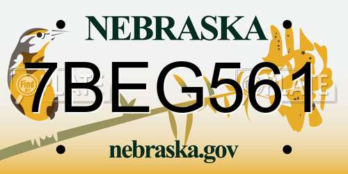 7BEG561 Nebraska License Plate