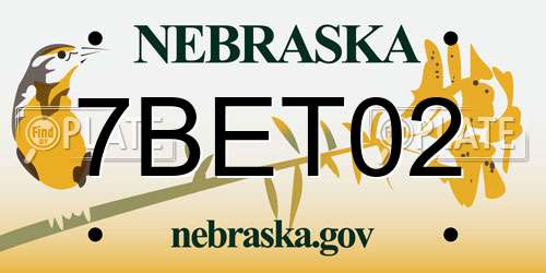 7BET02 Nebraska License Plate